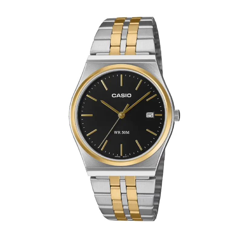 Casio Japan Enticer Black Dial Two-tone Men's Watch- MTP-B145SG-1AV